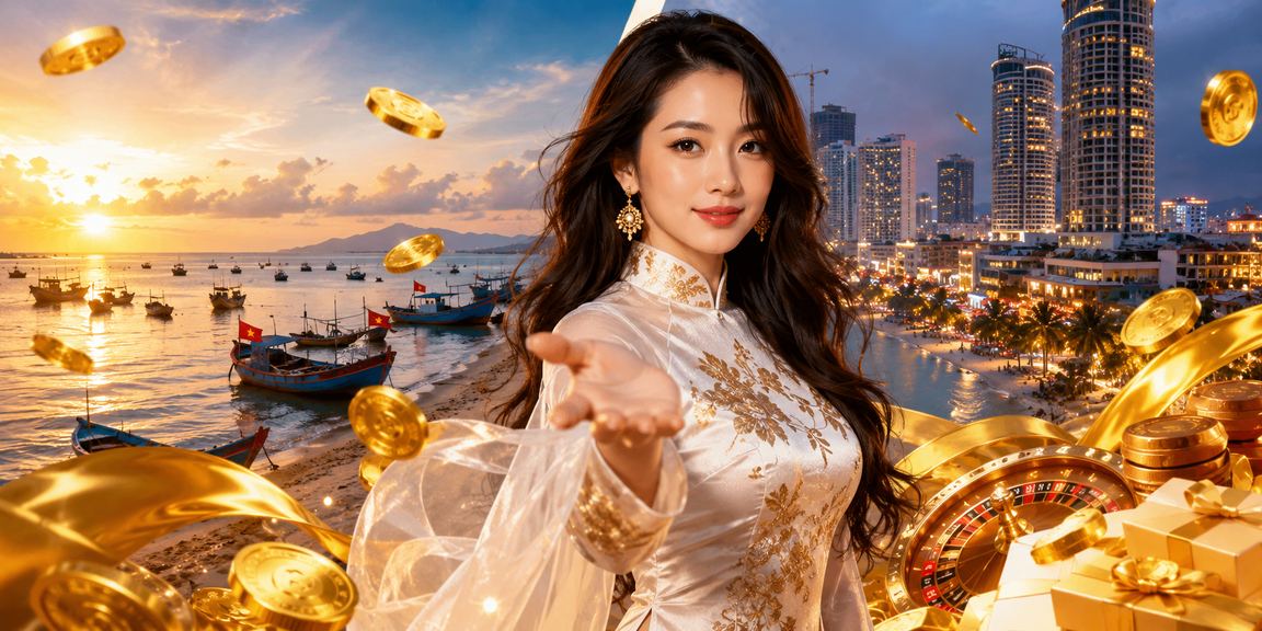 Phụ nữ mặc áo dài tại Mũi Né theo dõi kết quả cược thể thao bên bờ biển buổi chiều